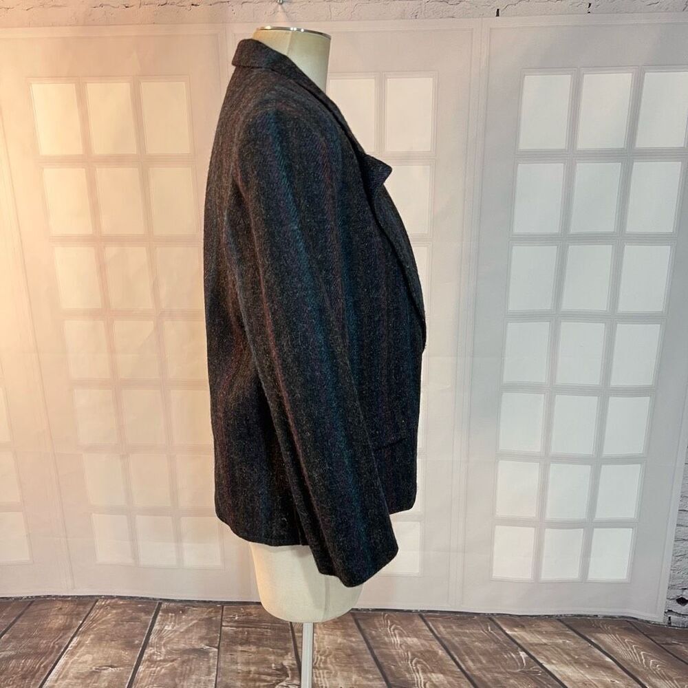 Vintage Alexander Julian Gray Striped Wool Notch Lapel Blazer Size 8 - Picture 4 of 11